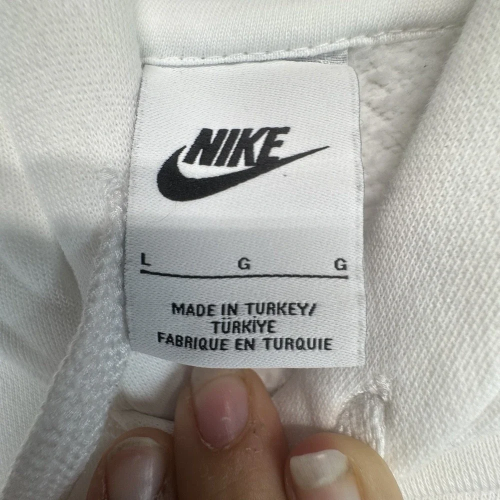 Nike Paris Hoodie Men's L White Just Do It Pullover Fleece Graphic Sweatshirt